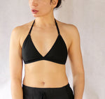 Beige Open Back Bralette. Halter Backless Bra
