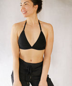 Black Open Back Bralette. Backless Halter
