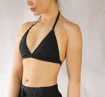 Black Open Back Bralette. Backless Halter
