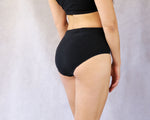 100%  Organic Cotton High Waist Panties. Black