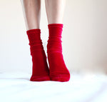 Red Velvet Socks. Handmade Women's Socks