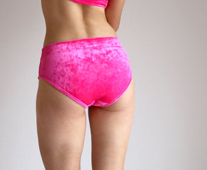 Hot Pink Velvet Panties. Velour Luxurious Lingerie