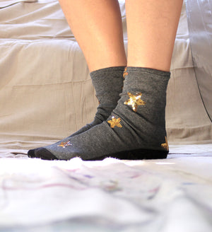 shiny stars cozy socks