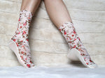 white floral socks wedding gift
