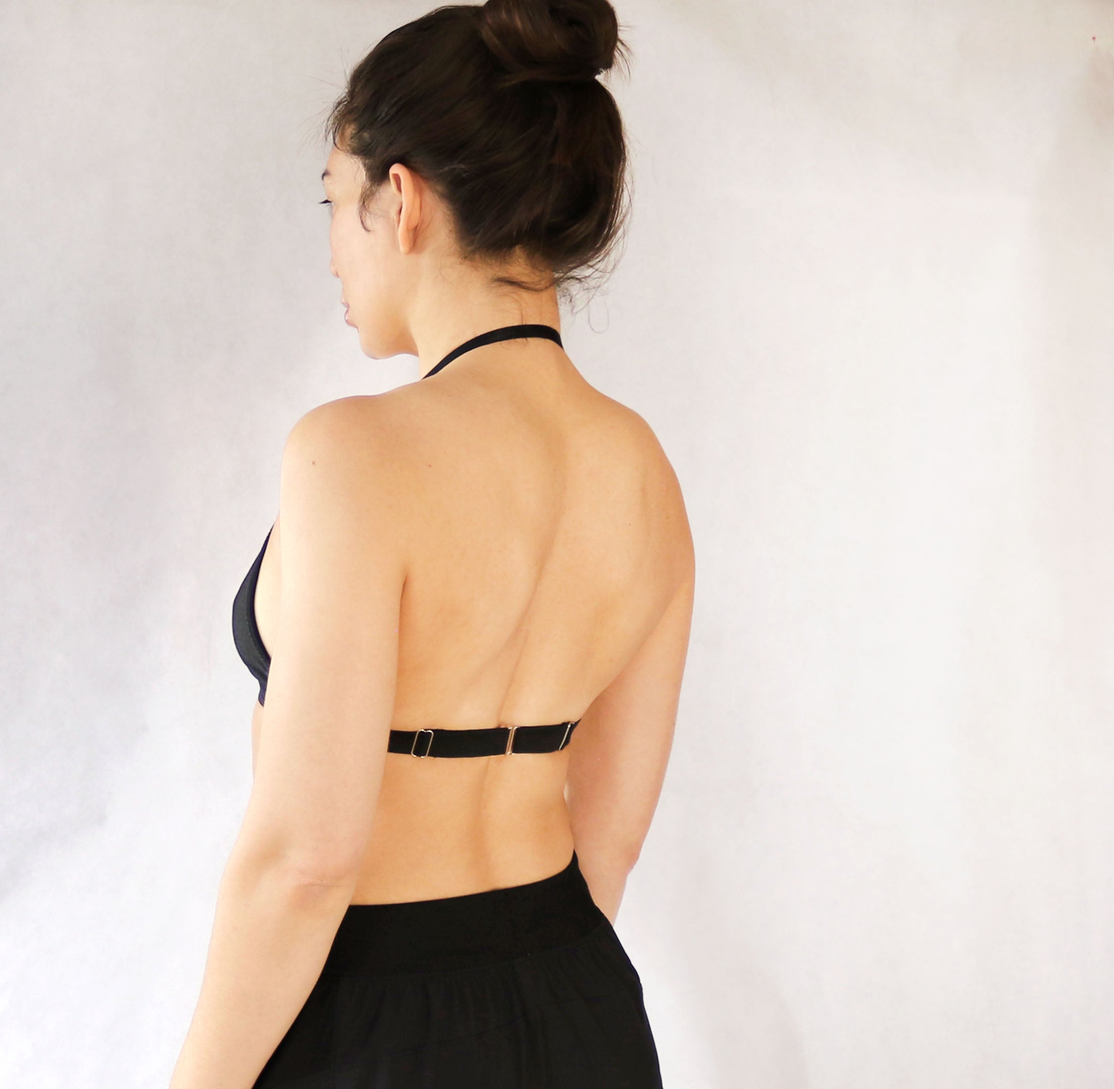 Black Open Back Bralette. Backless Halter – Tatiana's Threads