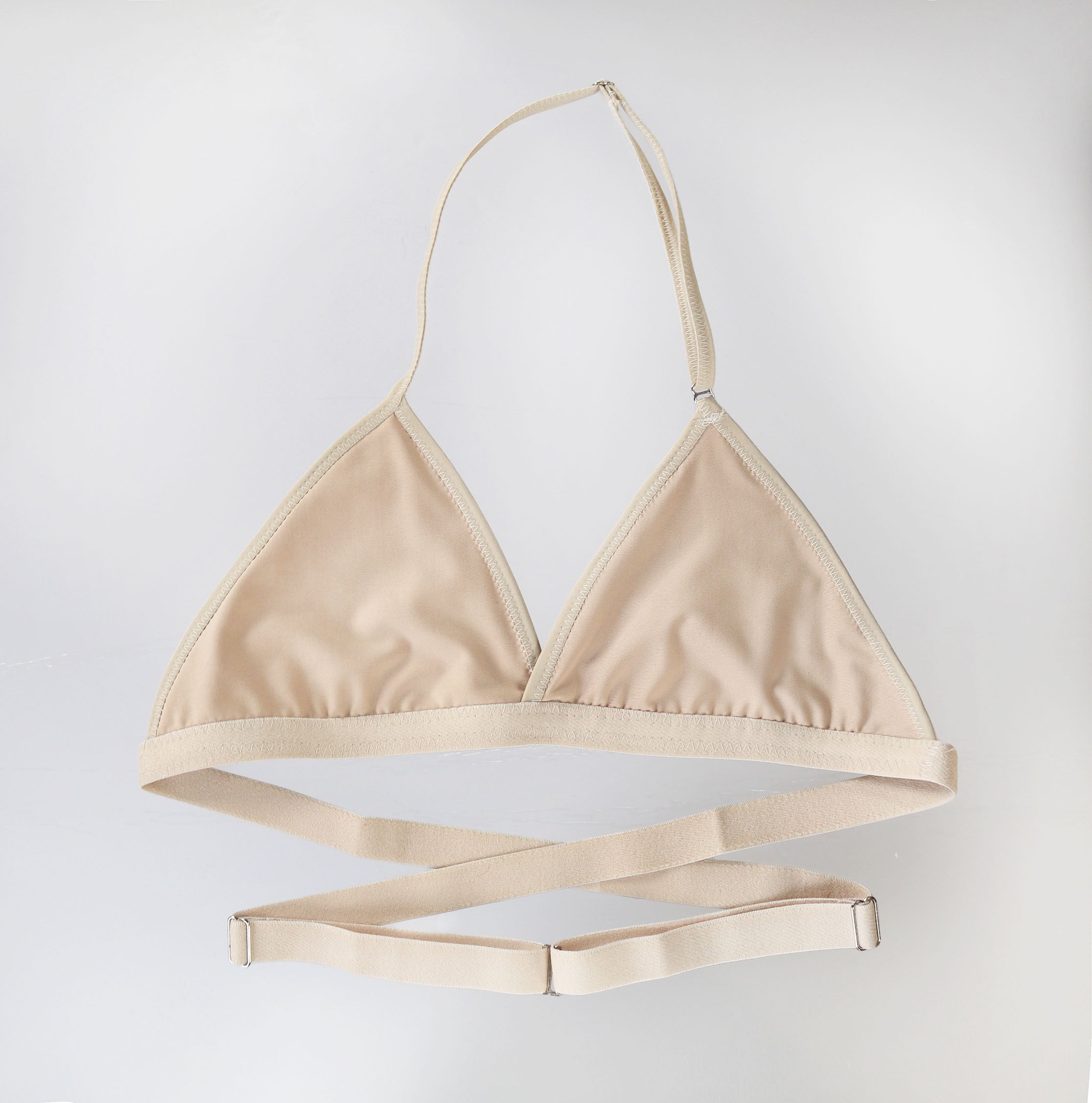 Open Back Bra. Wrap Around Backless Halter Bralette Small cup A / Beige Open Back Bra. Wrap Around Backless Halter Bralette Small cup A / Beige