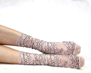 Embroidered Lace Women's Socks in Light pink – Tatiana's Threads