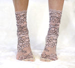Embroidered Lace Women's Socks in Light pink