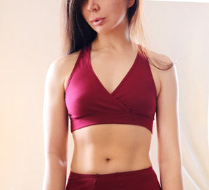 100% Organic Cotton Bralette Top. Nursing Bra Top Burgundy