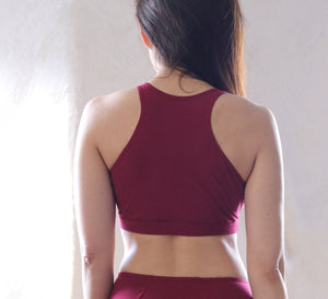 100% Organic Cotton Bralette Top. Nursing Bra Top Burgundy