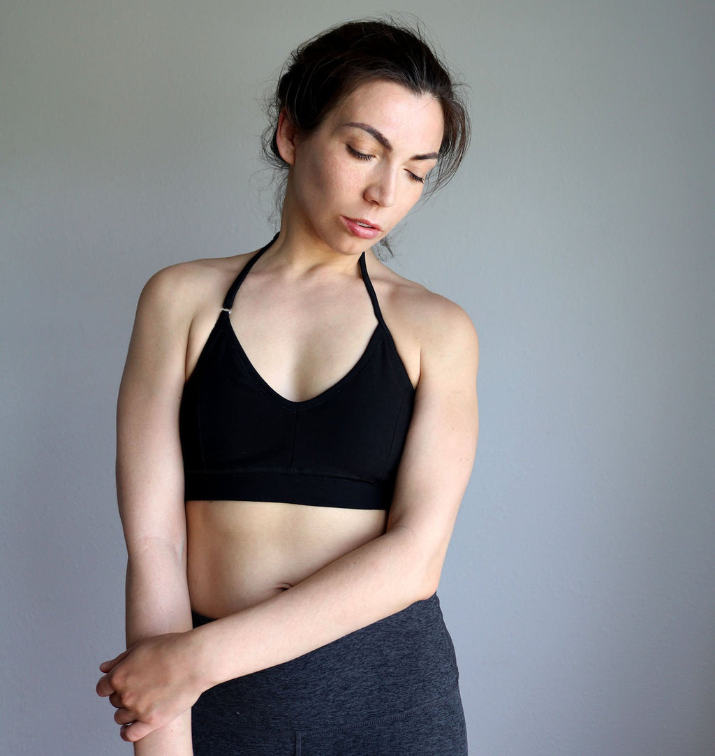 Organic Cotton Black & Red Bralette Top - The Indi Threads