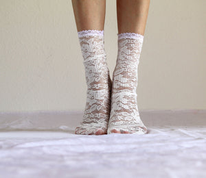 Ivory Lace Women's Socks. Handmade Lacy Socks. Bridal gift.