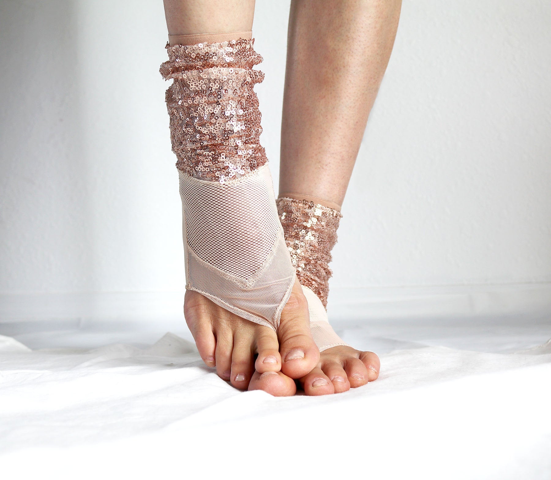 Rose Gold Sequined Thong Toeless Socks – Tatiana's Threads
