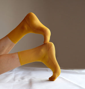 Mustard Yellow Sheer Mesh Socks