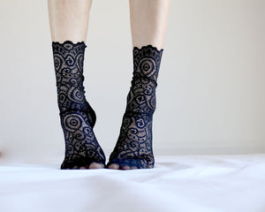 Burgundy Red Lace and Mesh socks. Handmade Women's Socks – Tatiana's Threads