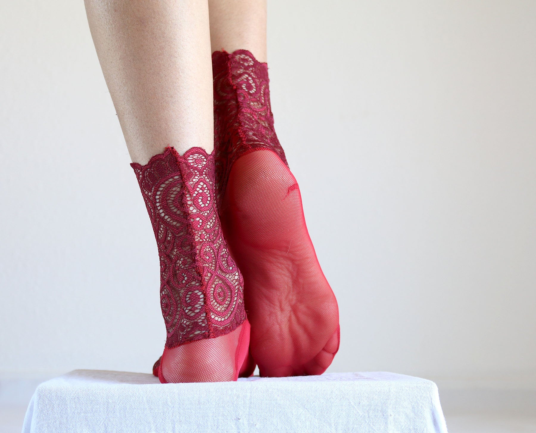 Red Lace Stockings For Women