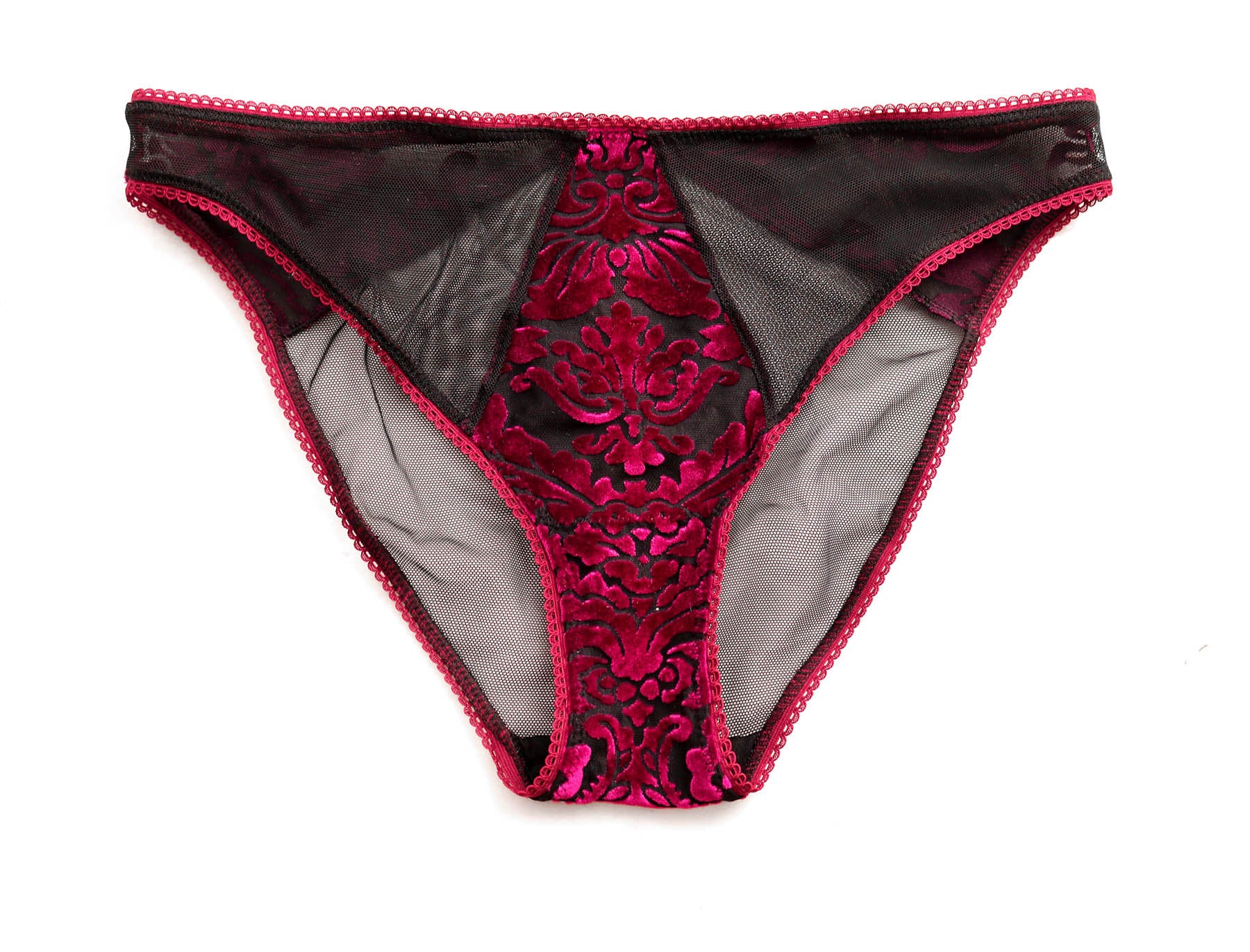 Velvet and Mesh Panties. Magenta and Black Mesh – Tatiana's Threads