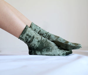 Olive Green Velvet Socks. Handmade Women's Socks.
