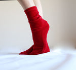 Red Velvet Socks. Handmade Women's Socks