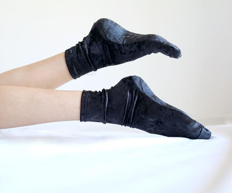 Silver Grey Velvet Socks. Handmade Women's Socks