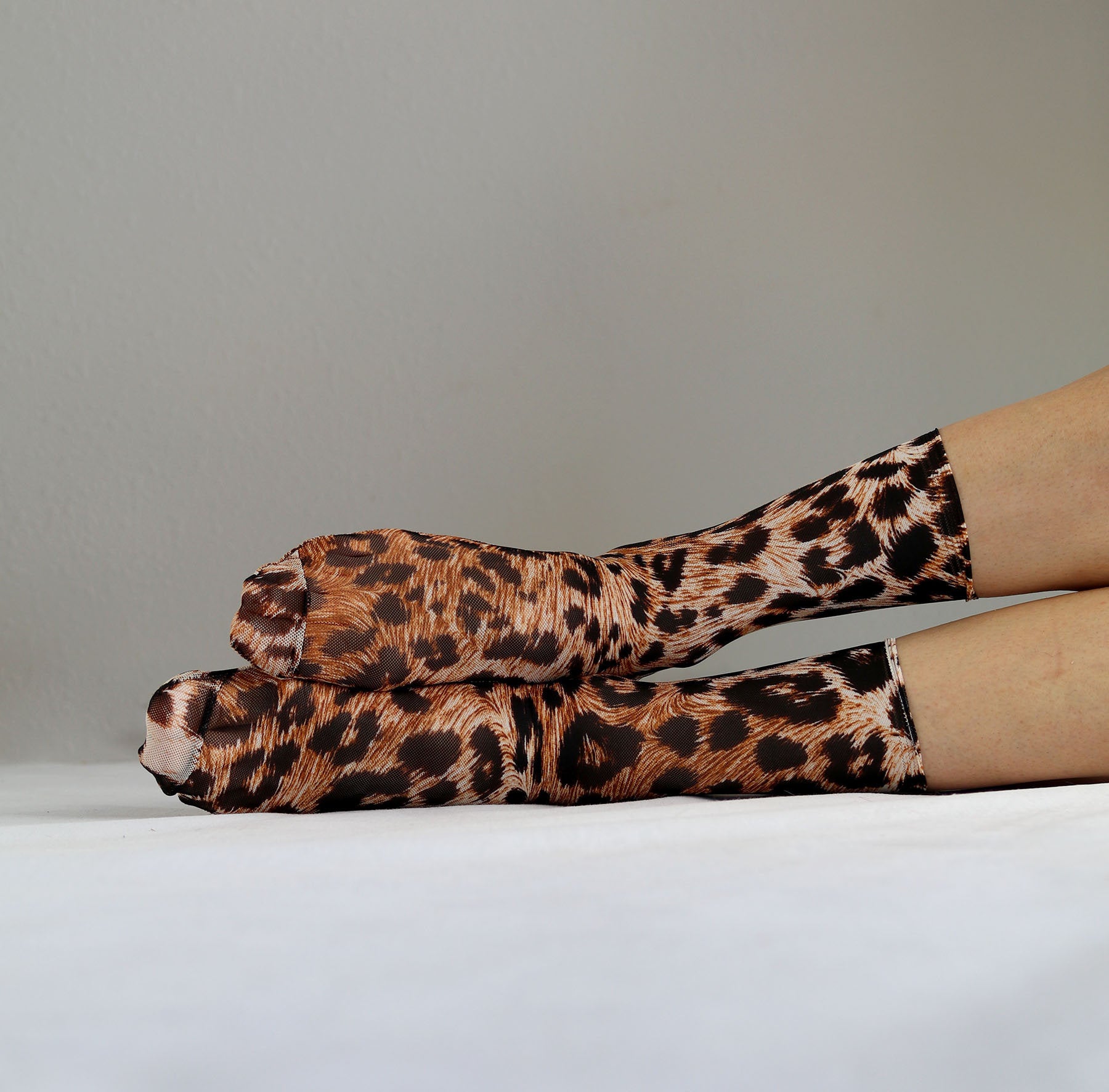 Leopard Print Mesh Socks. Sheer Handmade Socks