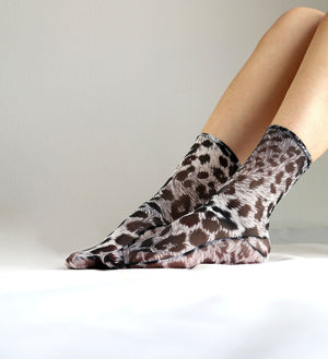 Snow Leopard  Mesh Sheer Handmade Socks