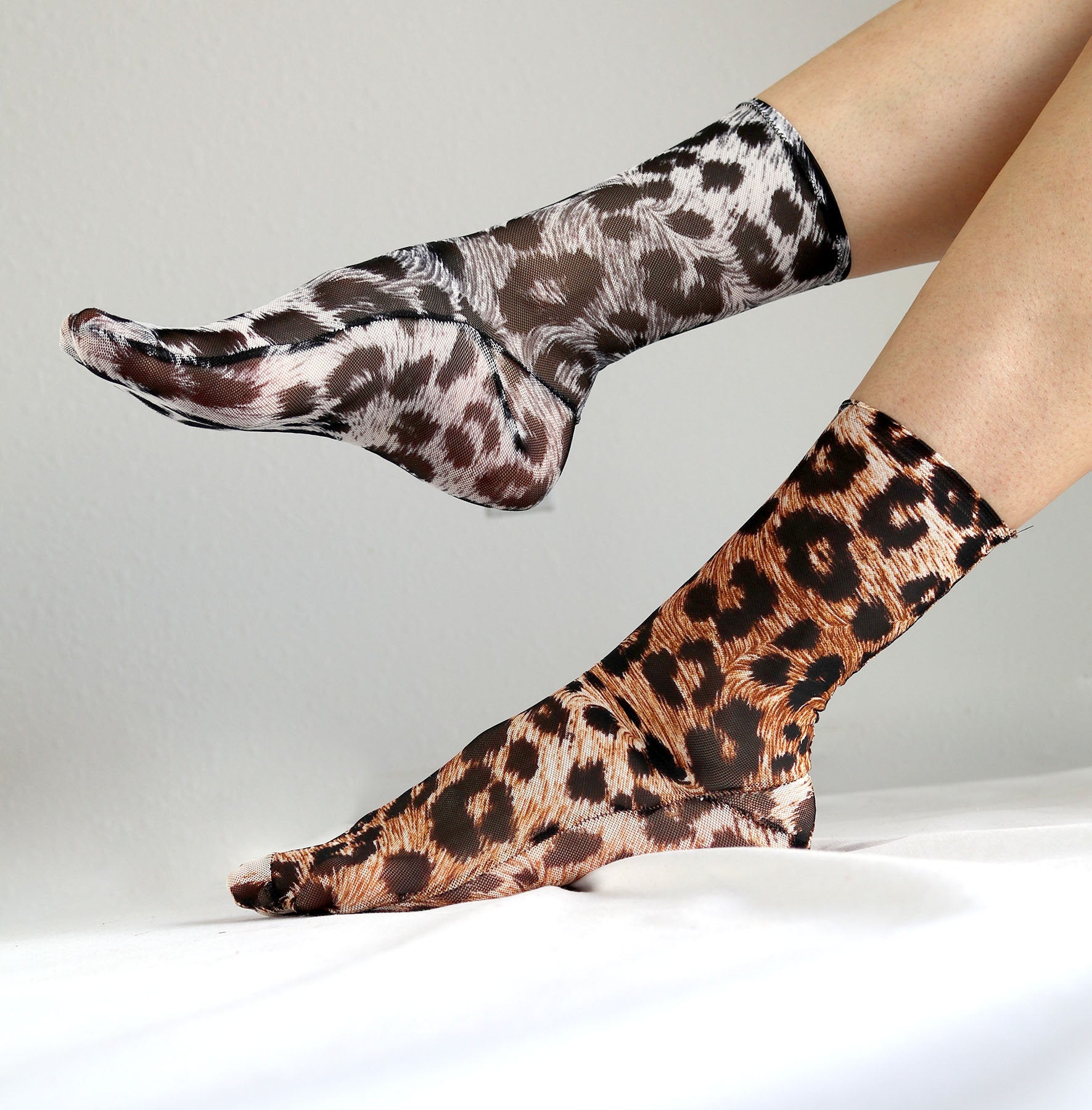 Snow Leopard  Mesh Sheer Handmade Socks