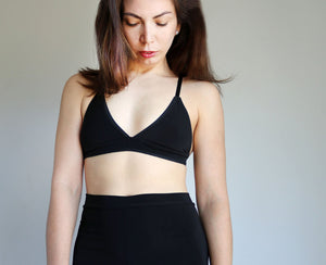 Simple Black Triangle Wireless Bralette.