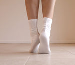 White Ivory Velvet Socks. Handmade Women's Socks
